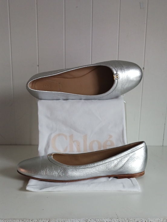 Chloe Shoes - CHLOE NEW SILVER MARCIE BALLERINA FLATS